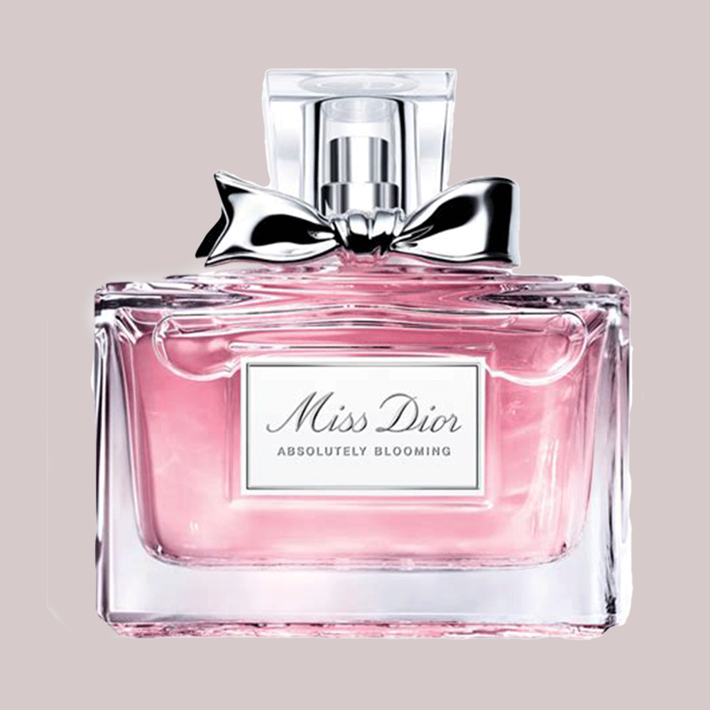 Miss Dior Absolutely Blooming bottle on beige background